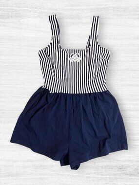 Vintage Serenade by Catalina Navy Stripe Swim Romper Swimsuit Plus Size 20